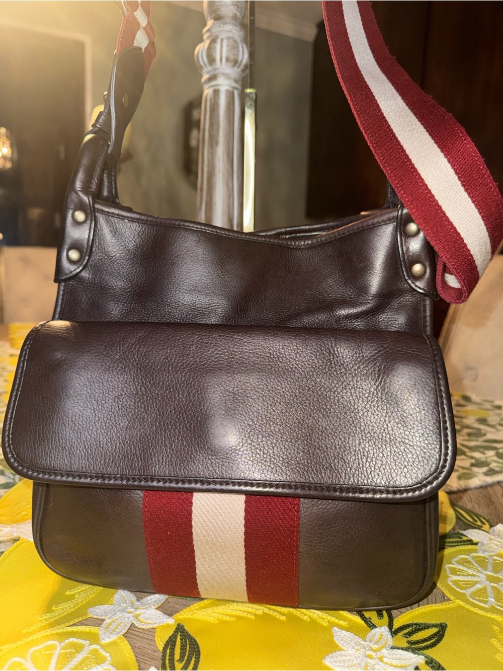EUC Bally Train Stop Leather Crossbody Bag with Adjustable Strap Clean In & Out
